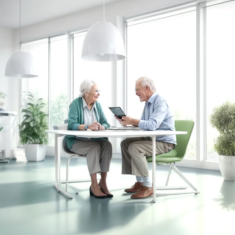 elderly couple reviewing insurance options